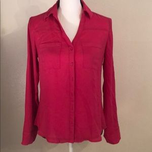 Hot pink express button down